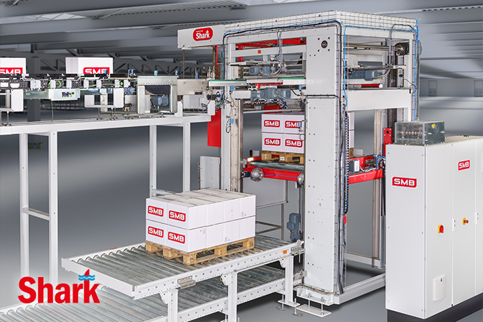 "SHARK" layer palletizer - Optionally expandable palletizer for gentle product handling